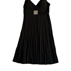 EN FOCUS STUDIO VINTAGE BLACK PADDED BUST SURPLICE A LINE DRESS SZ 16